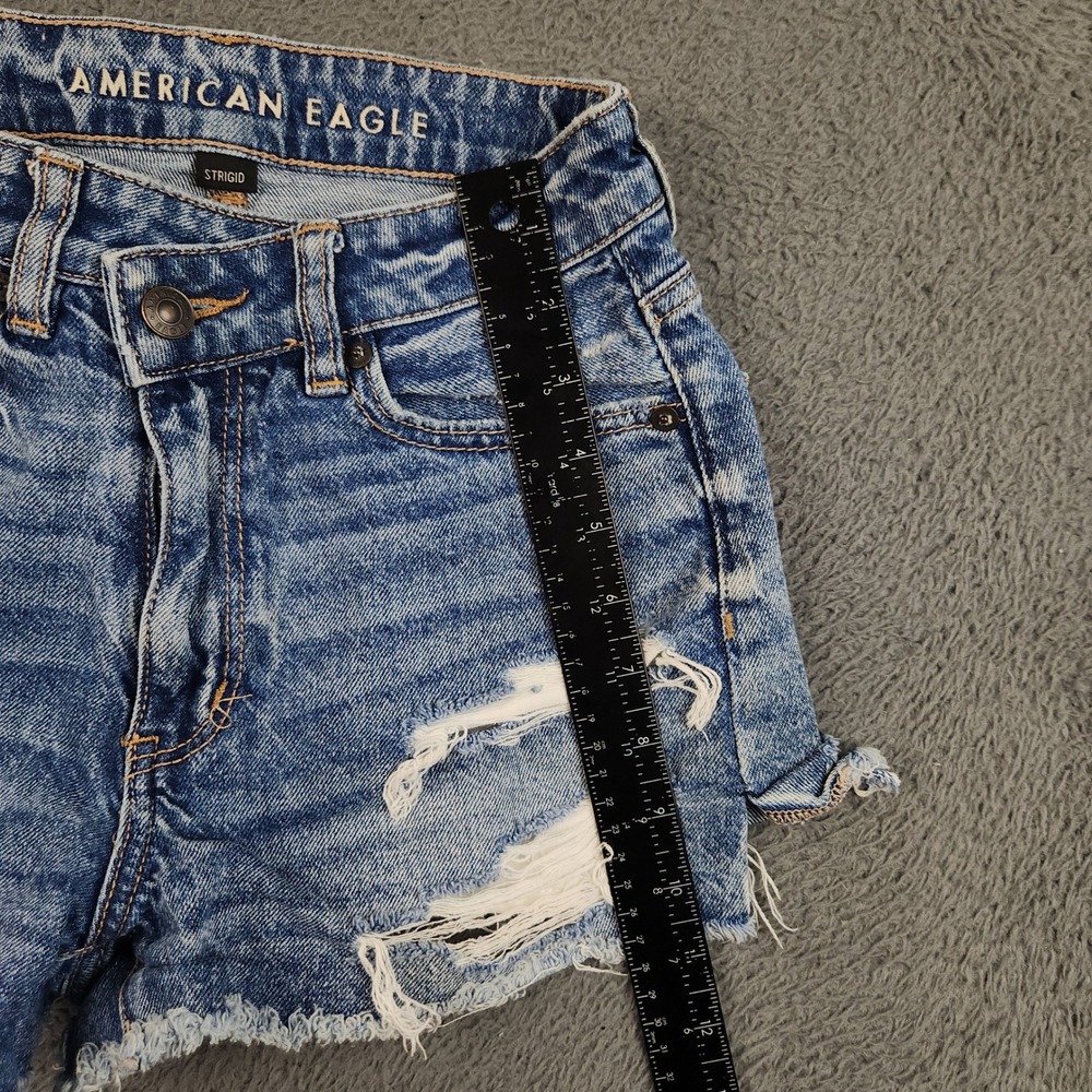 American Eagle Denim Mom Short Womens 00 High Rise Distress STRIGID Cutoff 24x2" - Picture 6 of 12